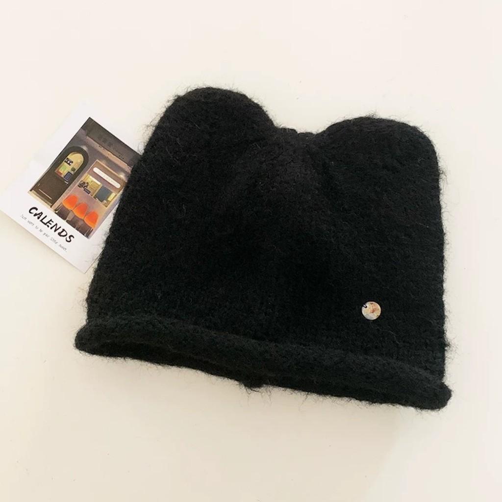 Dumble Cat Ear Knit Hat With Embroidered Design For Winter Warmth And Casual Wear