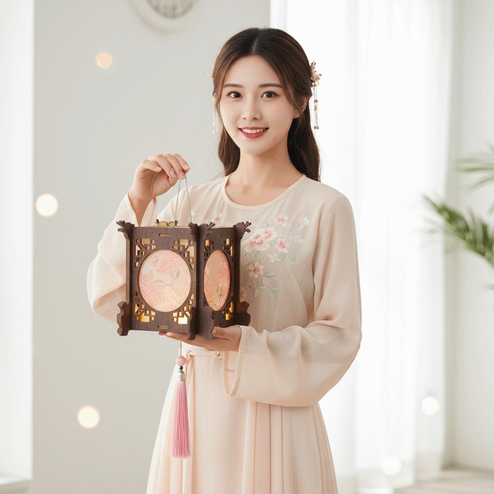 Traditional Retro Lantern DIY Handmade Mid Autumn Craft Wooden Lamp Kit  Night