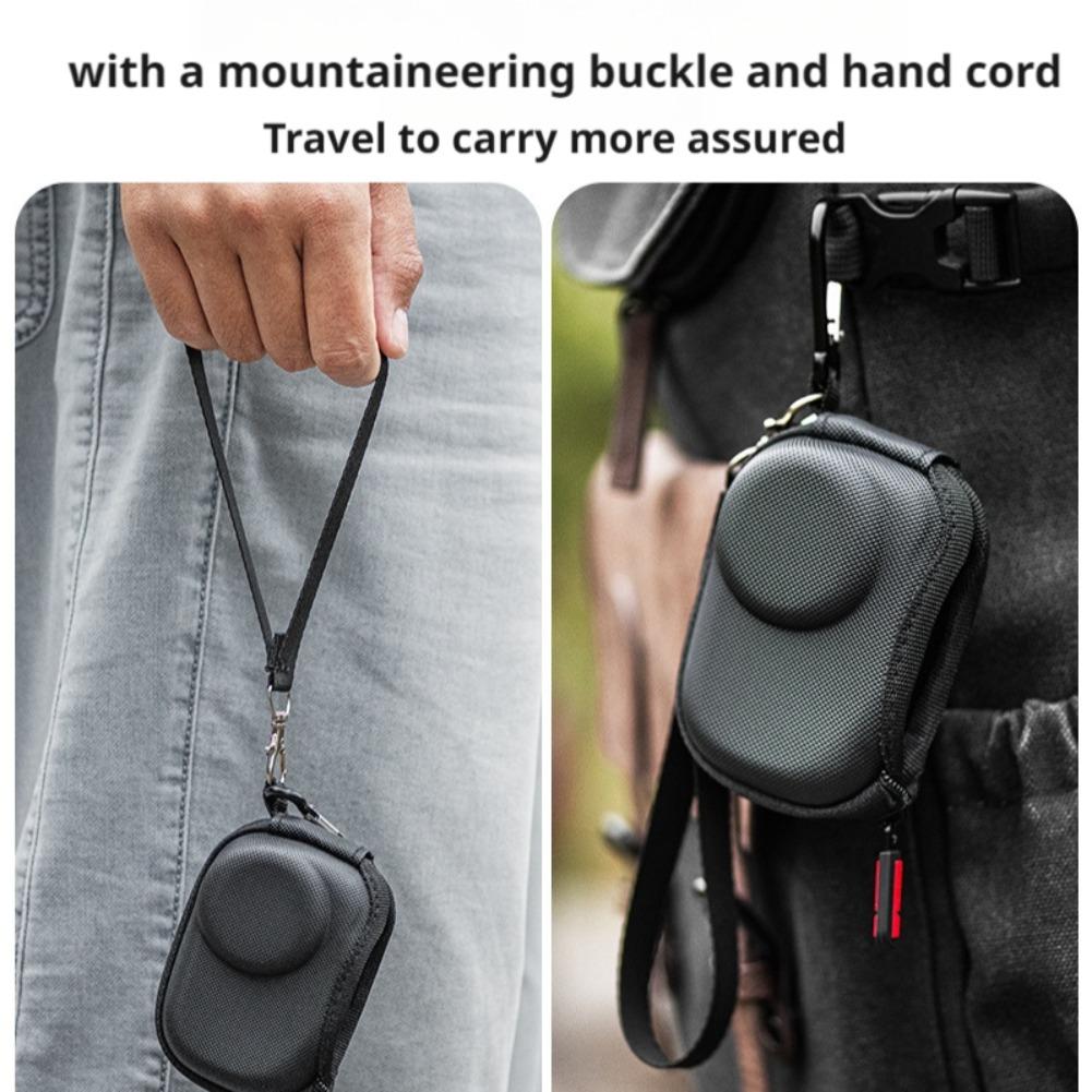 Mini Storage Bag For DJI Osmo Action 6 Carrying Case Waterproof PU w/ Carabiner Lanyard Protective Bag Camera Accessory