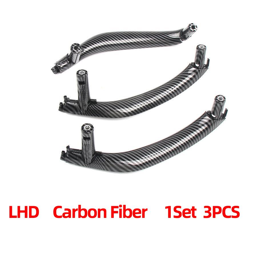 3PCS SET LHD RHD Carbon Fiber Interior Passenger Door Handle Inside Panel Replacement For BMW X5 X6 F15 F16 2014-2018