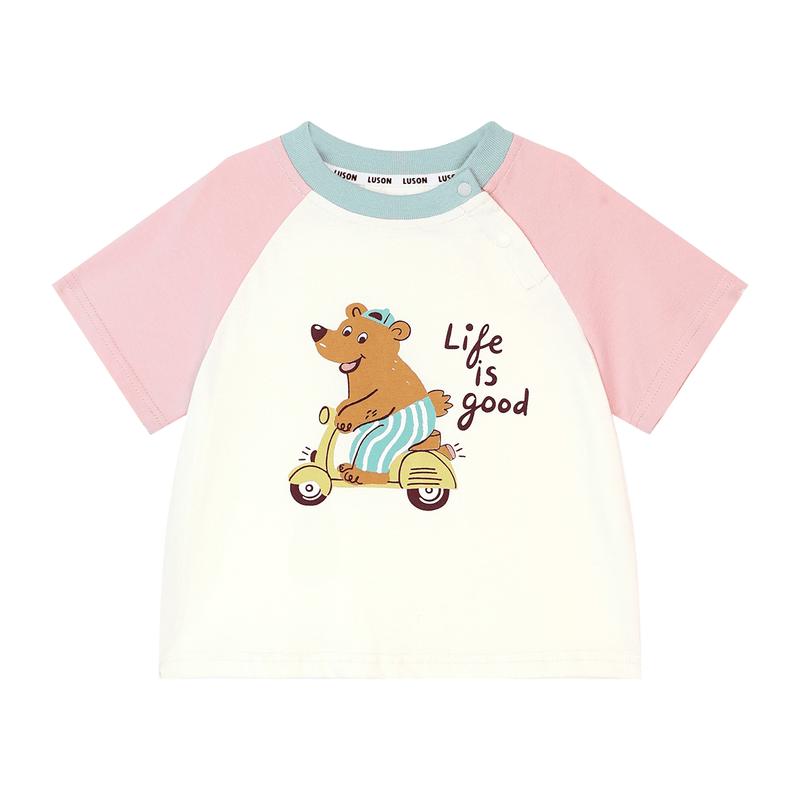 LUSON Baby Boys' 2025 Color-Block Raglan Short Sleeve T-Shirt