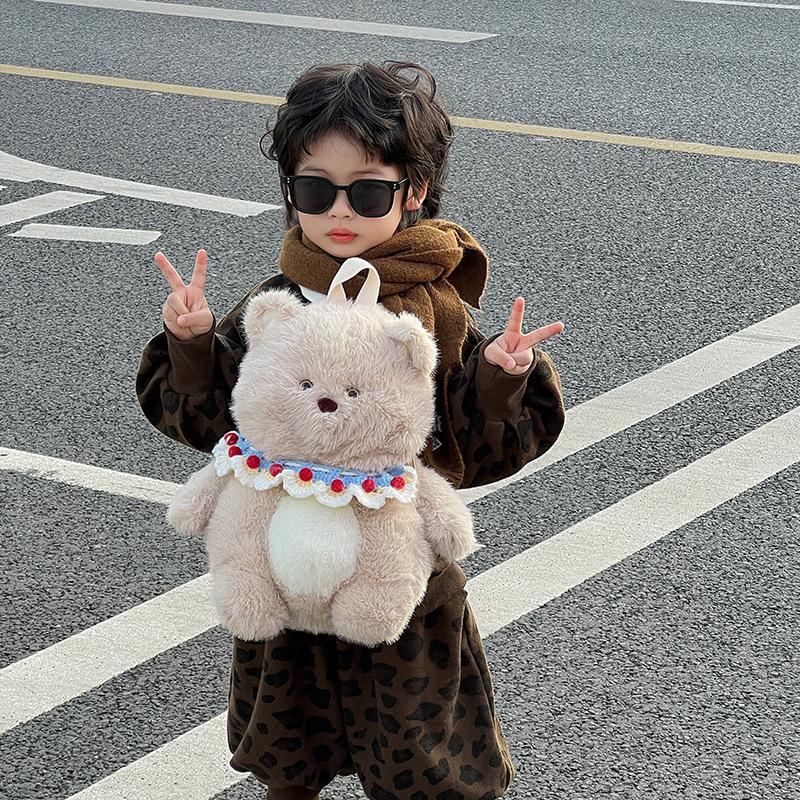 

Soft Plush Stylish Bear And Bunny Toddler Backpack With Adorable Design Animal хакі