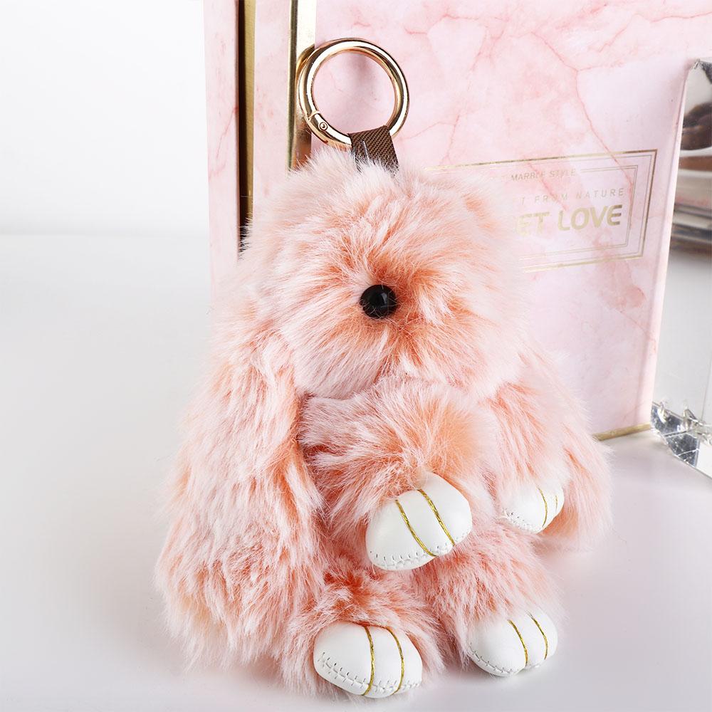 Ornament Key Ring Fluffy Toy Doll Plush Bunny Keyring Rabbit Fur Keychain Plush Bunny Keychain