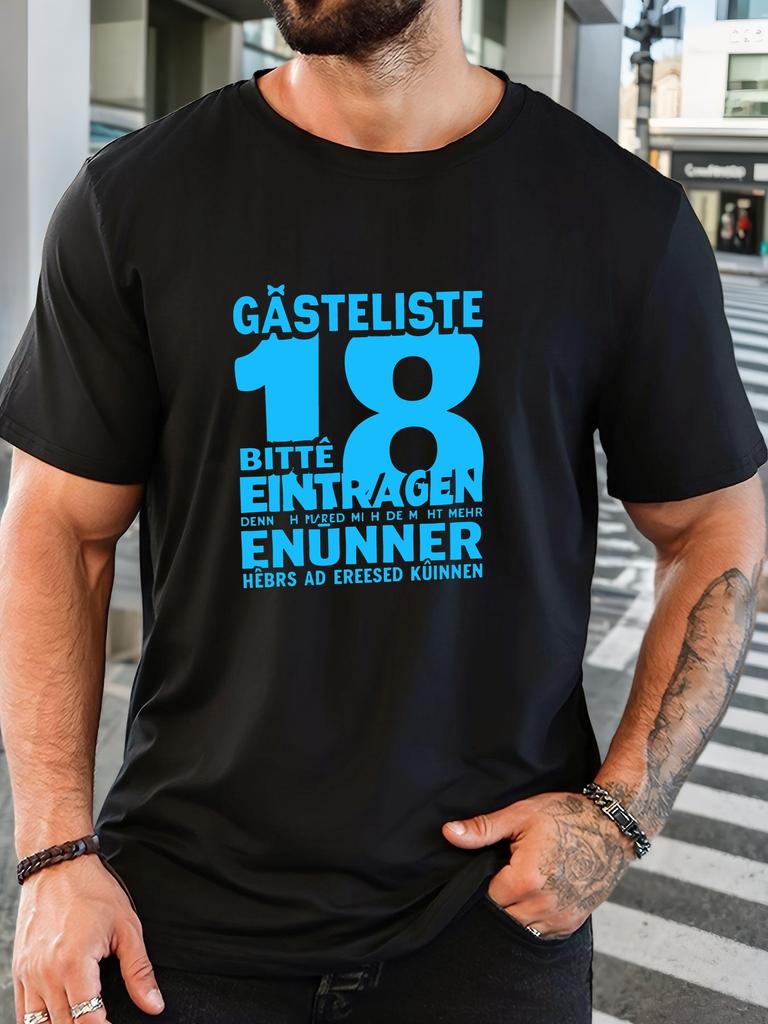 Mens GÄSTELISTE 18 Pattern Cotton Printed TShirt Summer Casual Oversized Round Neck Short Sleeve Comfortable Daily Wear Tee