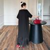 Short sleeve Plus size Cotton vintage black new in dresses for women casual loose long summer dress
