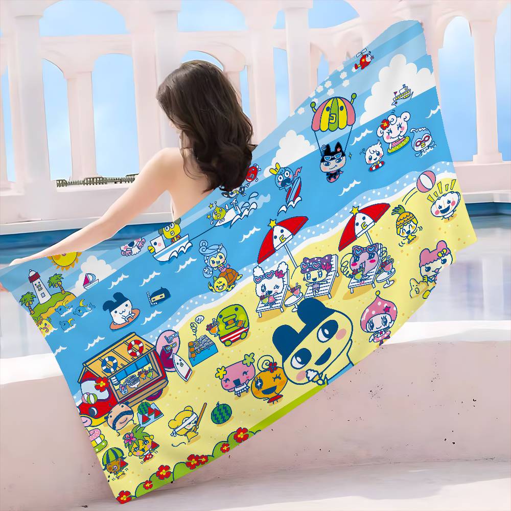 Classic T-Tamagotchi Cut Friend Game  Bath Towel Microfiber Soft Water Absorbing Breathable For Girl Kids Decorative Beach Towel