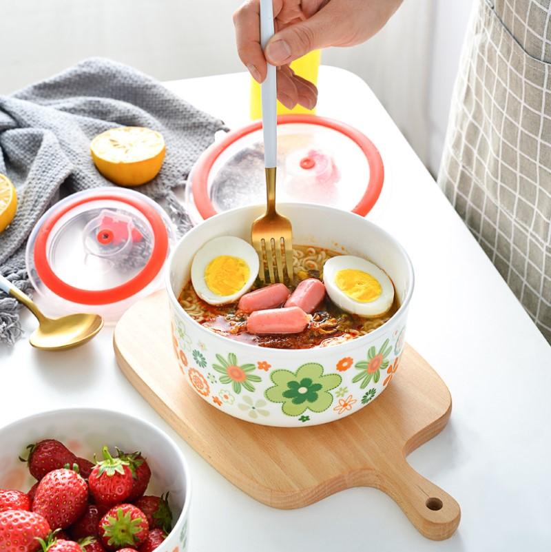 Three-piece Set, Bone China Food Container, Ceramic Salad Bowl, Lunch Box , Kitchen Ceramic Bowl Sets, Porcelain Mixing Bowl