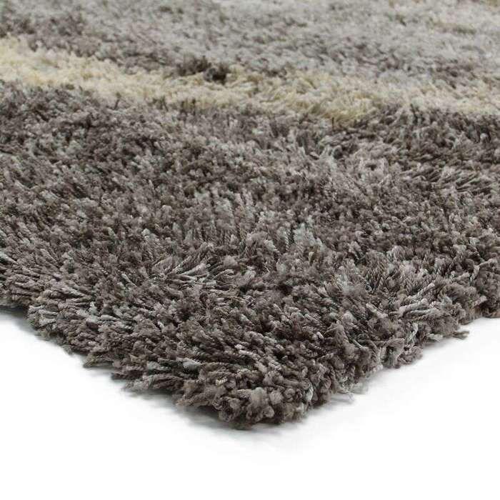 Gray Circles Pattern Long Pile Rug 120x170