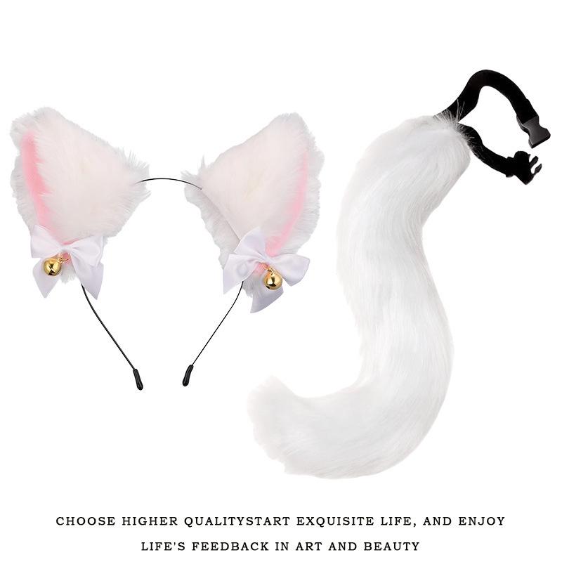 Handmade Cat Ears & Tail Set: Cute Cosplay Hair Accessories for Catgirl