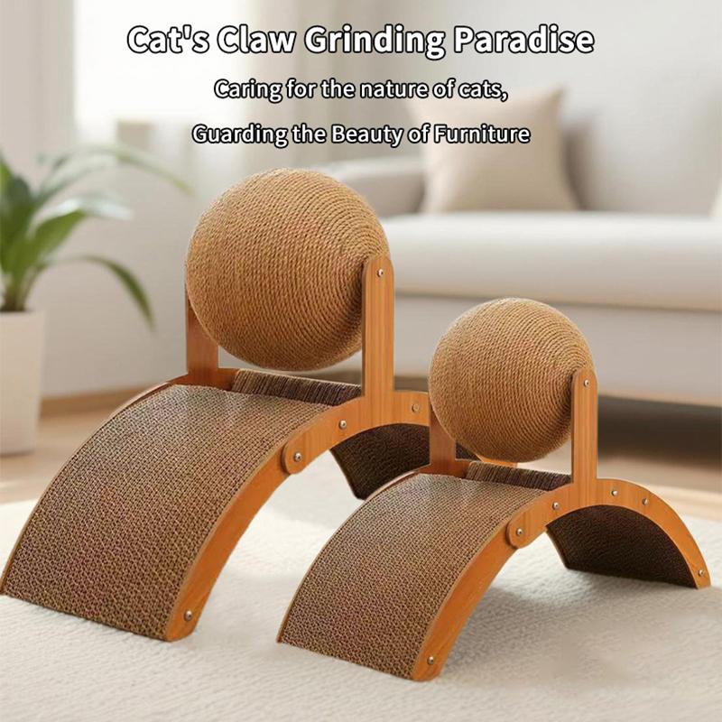 1Pcs Grinding Paw Toy 2 In 1 Wooden Cat Catching Ball Sisal Scratch Board Solid Wood Scraper For Cats Kittens Pet Supplies