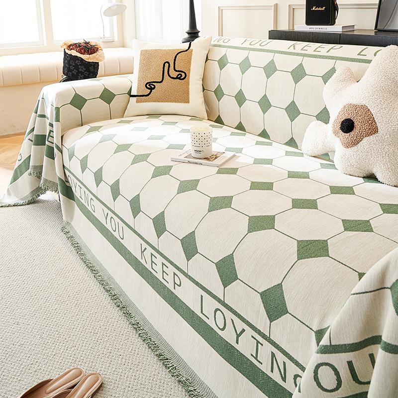 Chenille Sofa Towel Anti-Scratching Living Room Straight Row Sofa Cover Cloth All-Inclusive Sofa Cover Dust Cover for Four Seasons