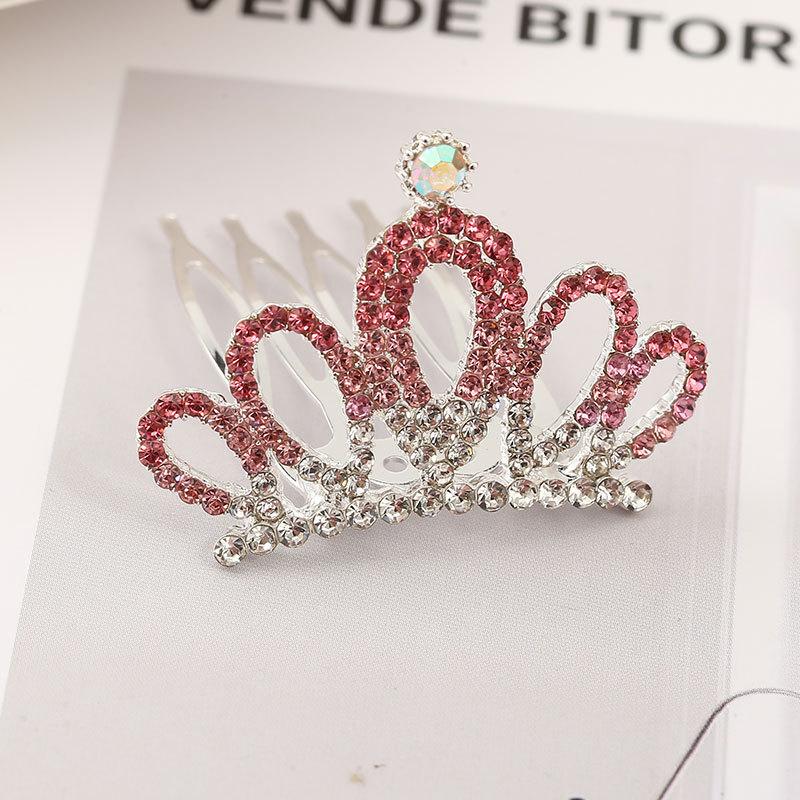 Girls Hair Accessories Mini Crown for Kids Bling Rhinestone Tiaras Hair Combs Princess Diadem Love Heart Shaped Headbands
