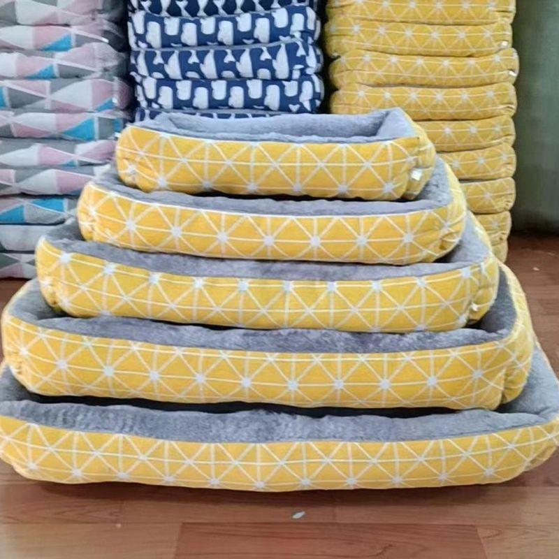 

Pet Bed Doghouse Cathouse Pet Bed Bed Pet Supplies Linen Pet Bed Moisture-Proof S-40 * 30 [within 2.00kg]] Yellow chessboard