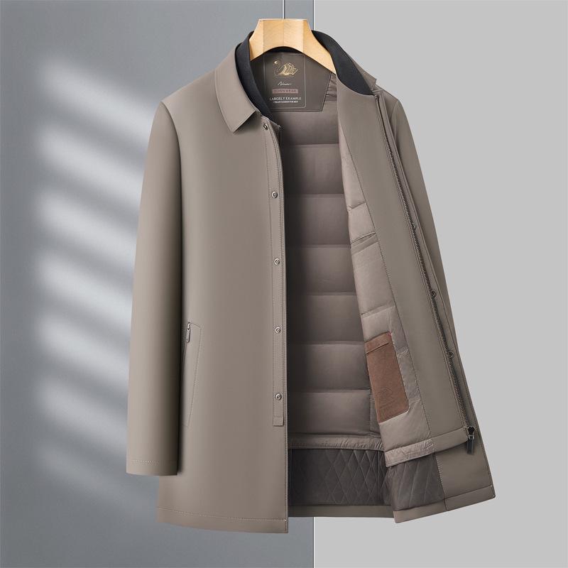 

Men s Mid-Length Three-in-One Winter Jacket with Removable Liner - New Style for Middle-Aged Dads 185