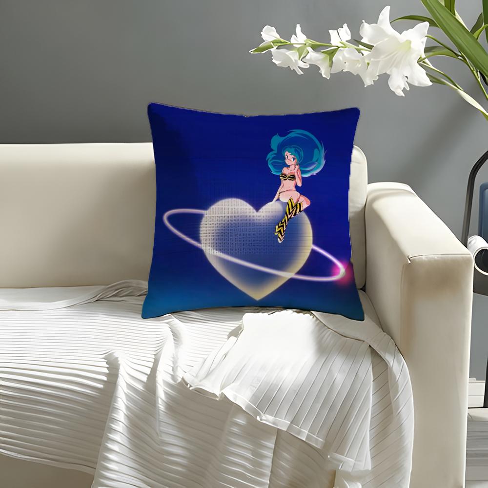 Uurusei Yyatsura Anime Game Pillow Case Natural Linen Organic Fabric DoubleSided Printing Sofa Home Decor Cushion Cover