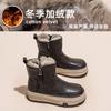 Snow boots women's winter velvet thickened warm thick bottom heightened Korean version versatile casual real hair short boots