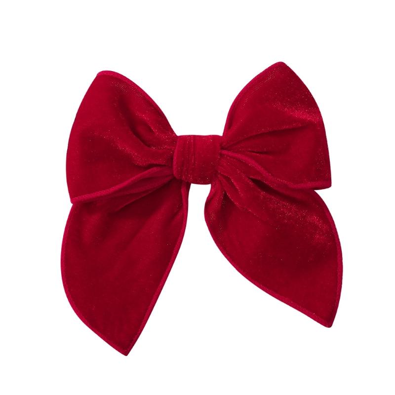 2Pcs/Set Baby Girls Vintage Velvet Fabric Bow Hair Clips For Kids Girls Christmas Sailor Bow Hairpins Baby Headwear Hair Accessories