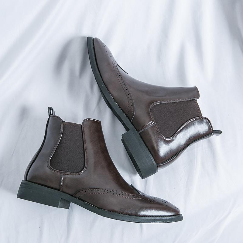 Fashion Fashion Brand Casual Leather Men Chelsea Boots  British Style Dress Ankle Boots Leisure Walk Business Brogue Shoes Walking Shoes