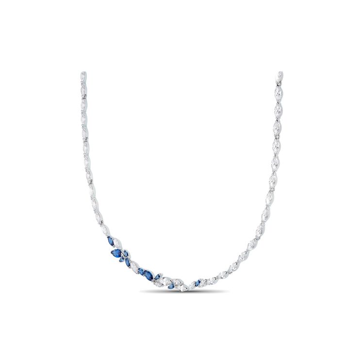 

Swarovski Louison White And Blue Crystal Plated White Gold Necklace Women necklace 5536547 Box+Shopping Bag (Random Color)