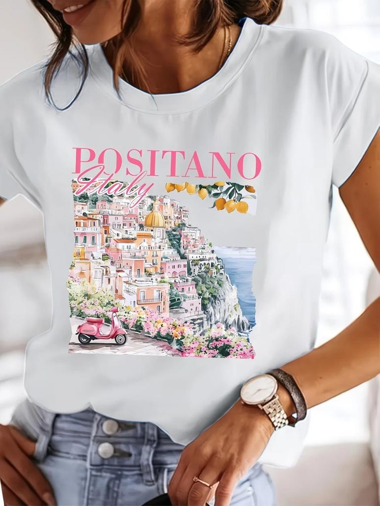 Positano Italy T-Shirt Amalfi Coast Summer Vacation Tee Italian Landscape Shirt
