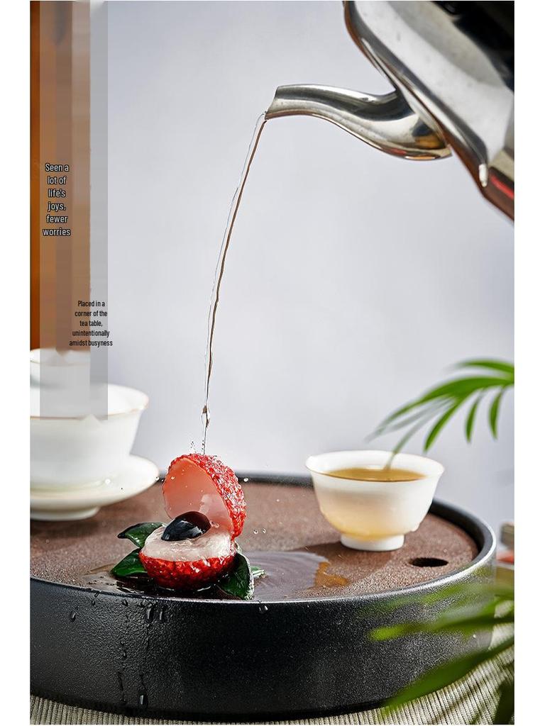 Color-changing Lychee Ornament Tea Tray Kit - Tea Table Accessories for Brewing and Tea Ceremony