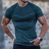 Men'S Fall Sports Fitness Casual Standing Collar Stretch Cationic Round Neck Short Sleeve T-Shirt Man