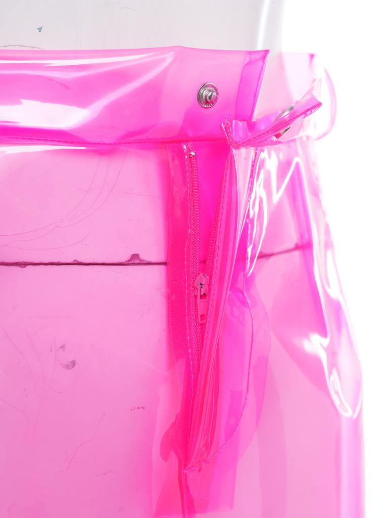 S-XXL Women Clear PVC High Waist Bodycon Mini Skirt with Side Pockets Transparent Cover Up for Swimsuit Beach Clubwear