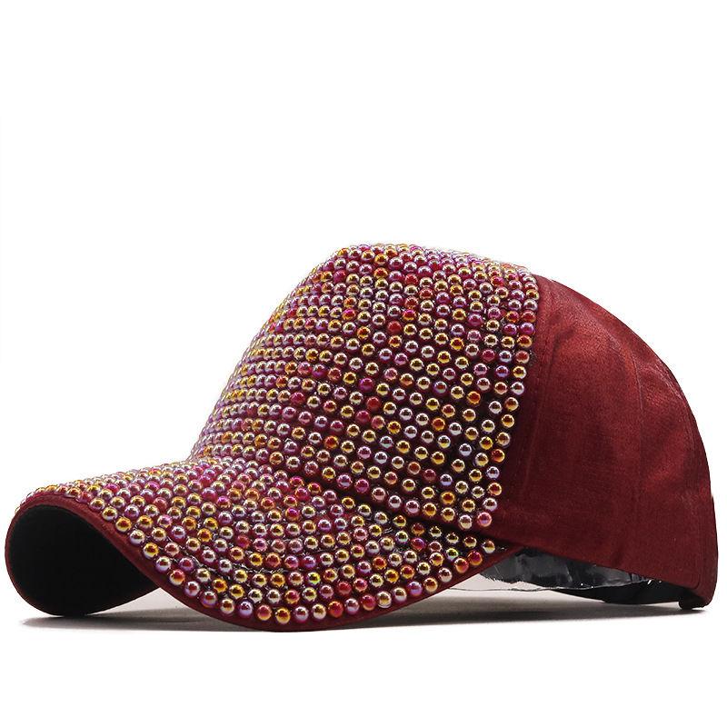 Silky Cotton Colorful Pearl Baseball Cap Pearl Duckbill Cap Sun Hat Parent-child Hat