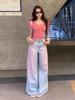 Pink Blue Design Vintage Baggy Loose Jeans Women Y2k Harajuku High Waist Denim Trousers Female Retro Fashion 90s Aesthetic Wide Pants Sreetwear