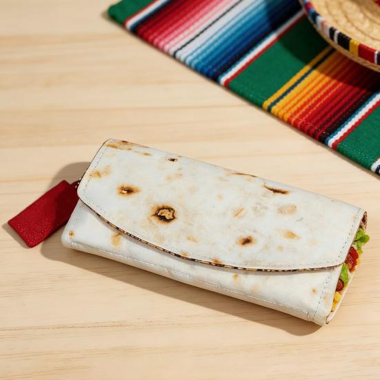 Fun Burrito Wallet Faux Leather Coin Purse Travel Card Holder Novelty Food Shape Wallet Portable Card Organizer Gift for Tortilla Lovers