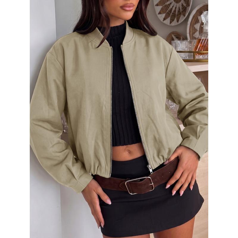TIFICY Women's Fashion Casual Solid Color Print Fall Winter Long Sleeve O-Neck Jackets & Coats