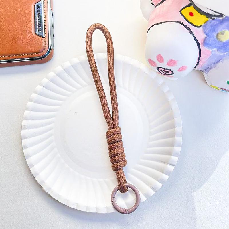 14CM Color Block Woven Plush Mobile Phone Lanyard & Anti-Lost Keychain Rope