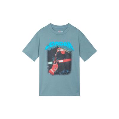Jordan Heritage Logo Print Oversized Short Sleeve T-Shirt With Drop Shoulder Women Tops Ozone-Blue FB5138-031