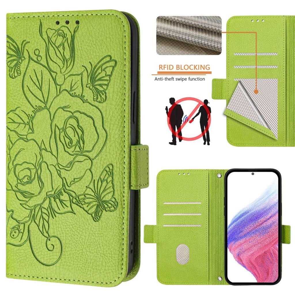 ZTE A52 Flip Anti-theft Brush for Rose Flower Embossed Blade V60 4G Card Slot