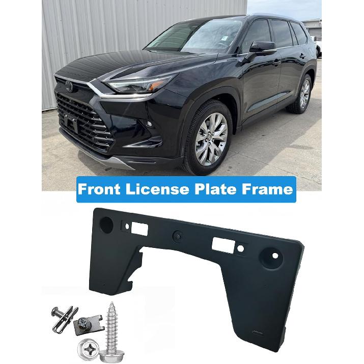 FASTCHE Front License Plate Frame Compatible with 2024 2025 2026 Toyota Grand Highlander Front Bumper License Plate Holder Mounting Bracket Replace #