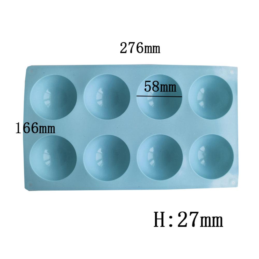 8 Hole Halfsphere Silicone Pudding Baking Mold Round Chocolate Candy Ice Making Tool Home Party Snack Soap Candle Mould Gifts