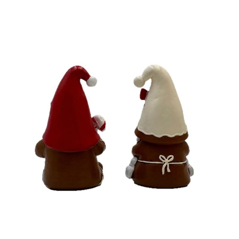 Resin Christmas Gnome Couple Figurine Set Home Desktop Decor Holiday Gift Indoor Outdoor Use