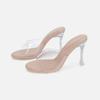 Fashion Stiletto sandals women, simple crystal transparent, high heel slippers