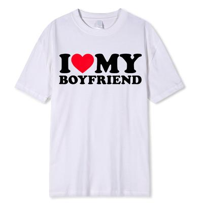 Tricou bărbați de bumbac cu imprimeu de imprimare, îmi iubesc iubitul, haine, îmi iubesc prietena, așa că te rog stai departe de mine, amuzant BF GF spunând citat cadou tee topuri