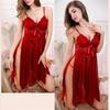 Sexy Lace Perspective Gauze Lingerie Pajamas Women Night Dress G-String Lady