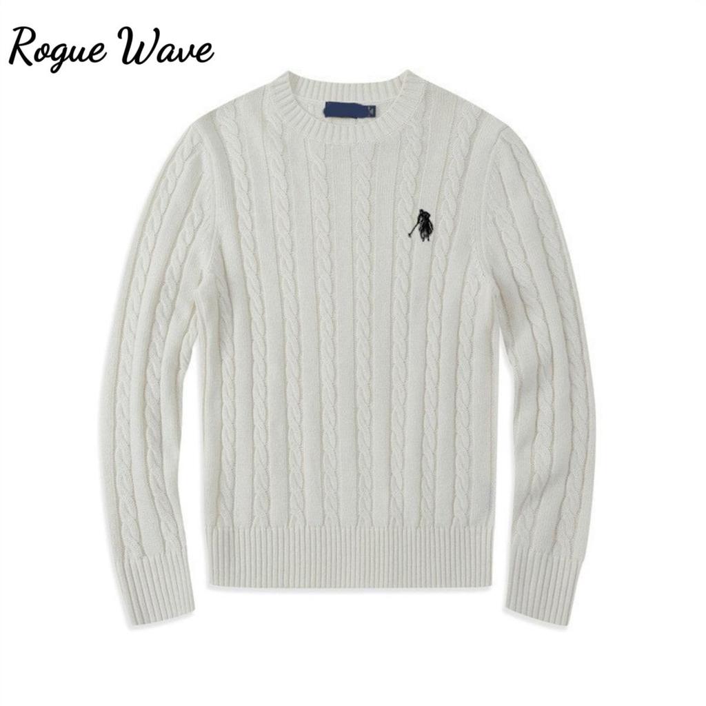 RogueWave Autumn and Winter Comfortable High-end Fashion Brand Embroidery Business Casual Versatile Warm Long Sleeved Top