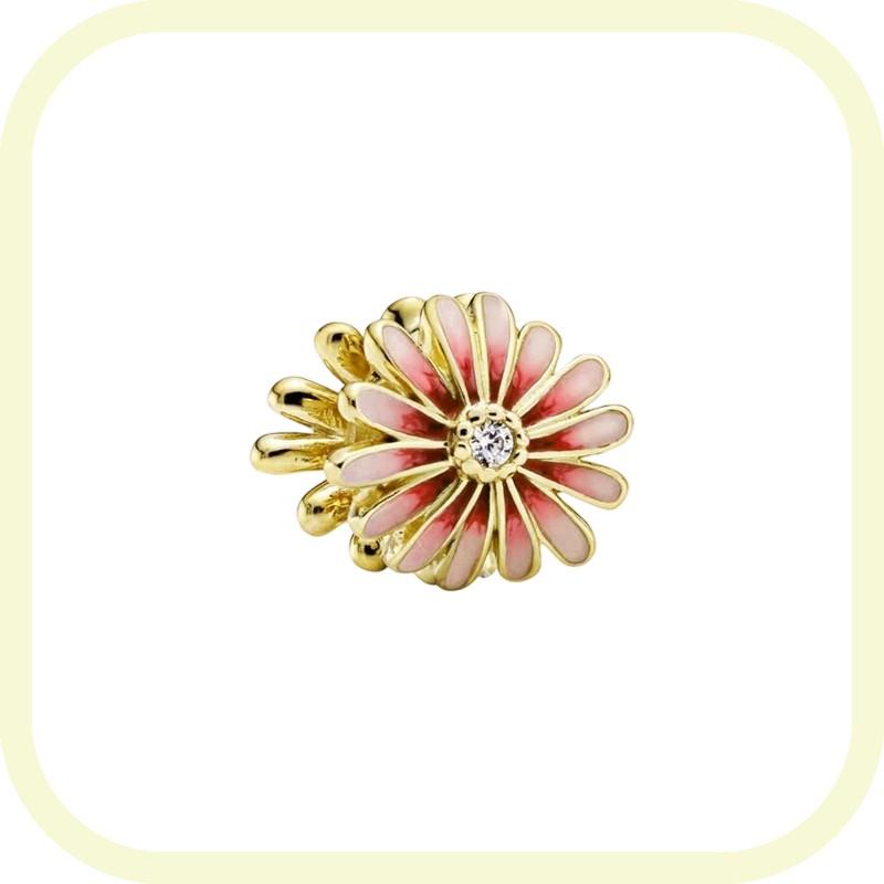 New Golden Flowers Collection Charm Bead Lucky Shamrock Rose in Bloom Daisy Flower Safety Chain Compatible With Authentic Bracelets Do It Yourself Jew