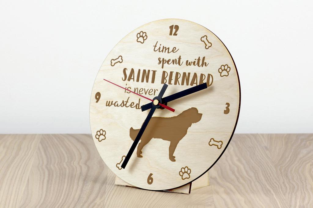 St. Bernard, Saint Bernard, Alpine Mastiff, Bernhardiner - clock with dog, wooden clock with engraving, personalised clock by Art-Dog