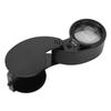 40X Magnifier Loupe LED Lights High Transmittance Portable Jewelers Loupe with Aluminium Alloy   for Elderly