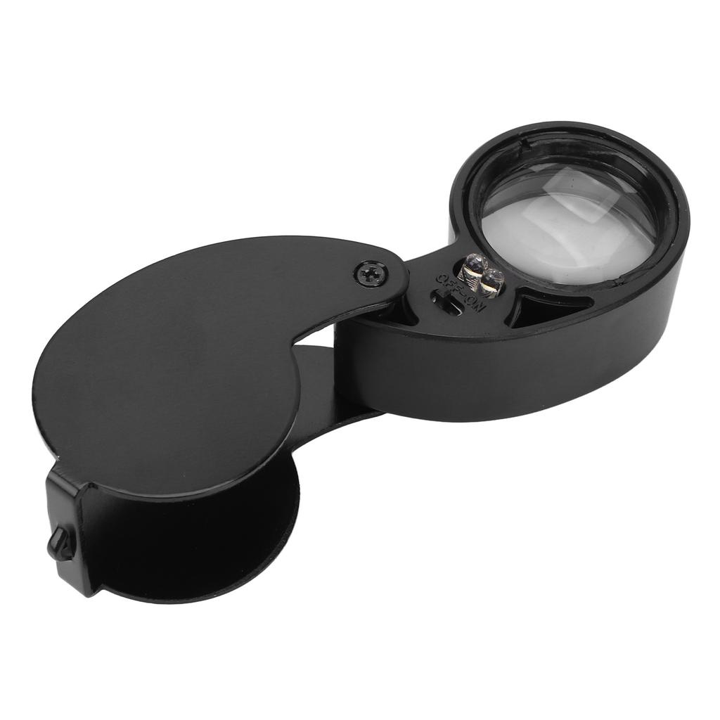 40X Magnifier Loupe LED Lights High Transmittance Portable Jewelers Loupe with Aluminium Alloy for Elderly