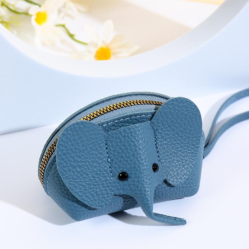 4Pcs Elephant PU Leather Coin Purse Women Small Wallet Purses Mini Simple Zipper Bags Pocket Wallets Coin Key Storage Bag
