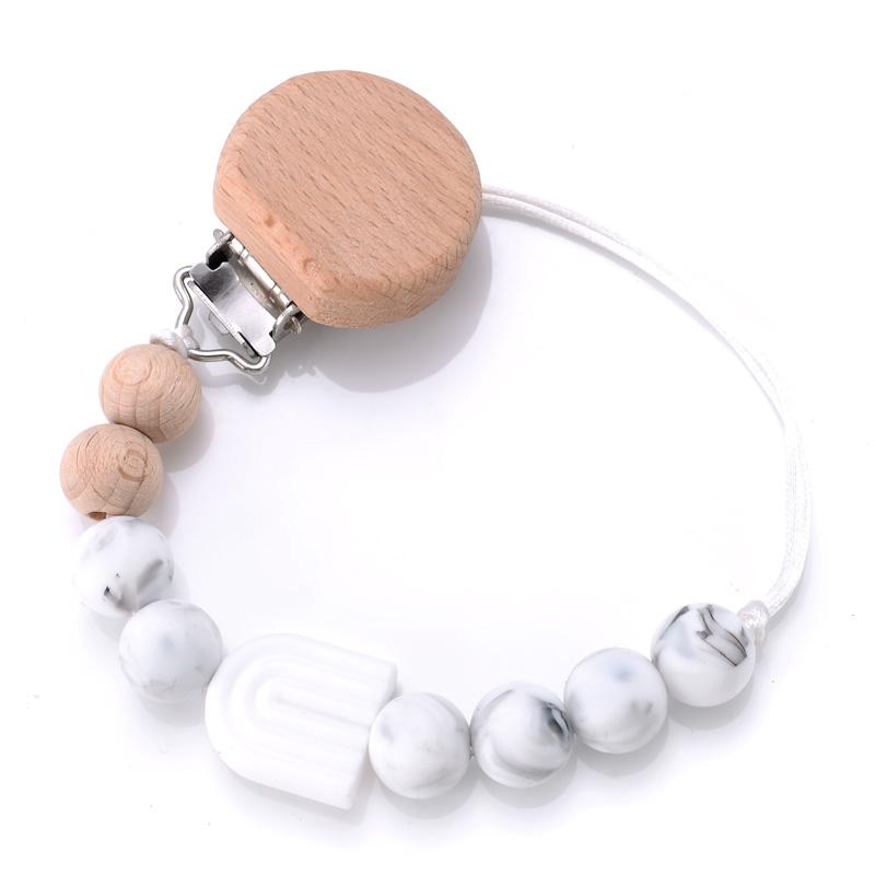 Baby Pacifier Clips Silicone Beads Wooden Crochet Ball Teething Ring Chain Nipple Clamp Dummy Holder Clip Chew Accessories