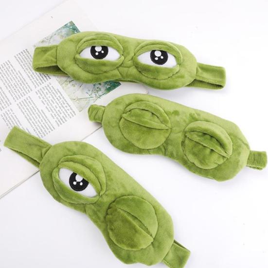 Funny Sad Frog Eye Mask Soft Plush Frog Blindfold Light-Blocking Breathable Sleep Mask for Travel Office Home Novelty