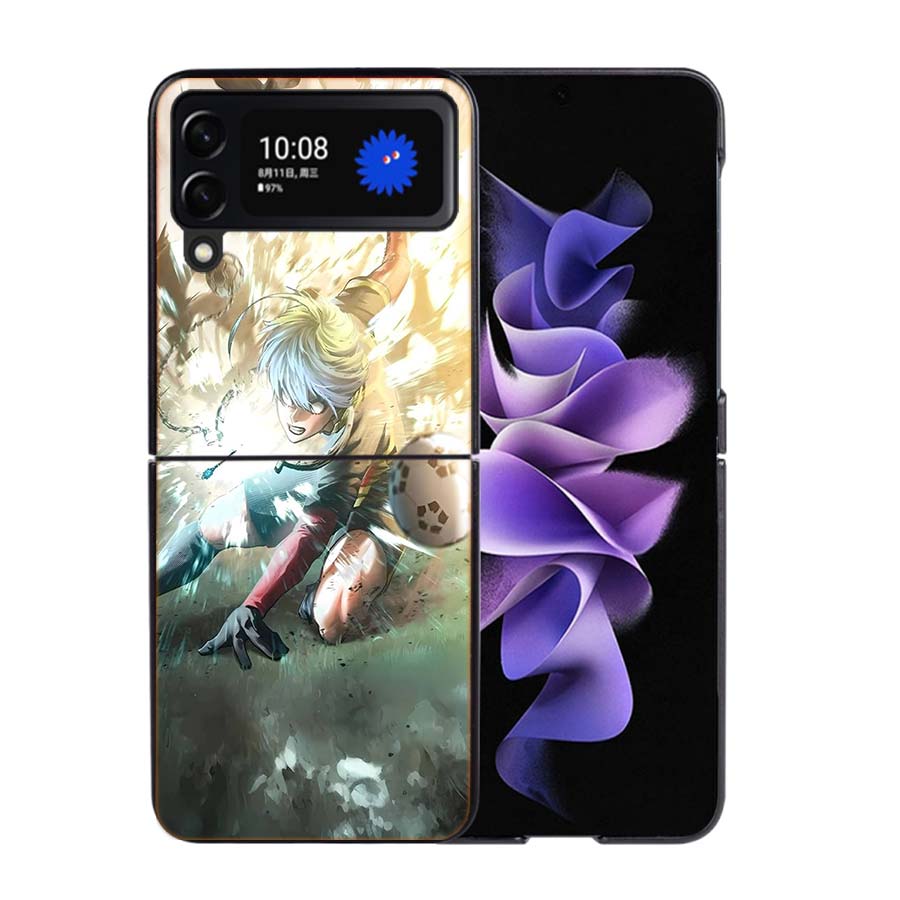 Blue Lock Anime Phone Case For Samsung Z Flip 7 6 5G Galaxy Z Flip4 Z Flip5 Z Flip3 Coque Black Hard PC Shell Protective Cover
