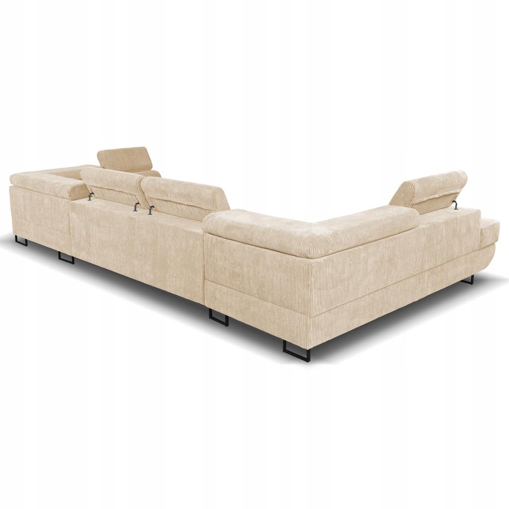 U-shaped Corner Sofa Bed, Extendable F. Savio Family Furniture Beige Corduroy